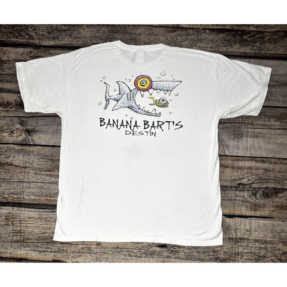 The Duck Company Banana Bart's Destin T Shirt Shark Mens Size XL White